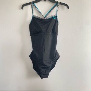 Nike Black and Blue Women's‎ One Piece Swimsuit
